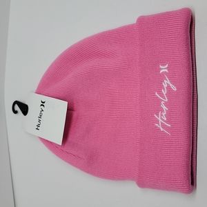NWT Hurley Pink Knit Embroidered Beanie Hat One Size